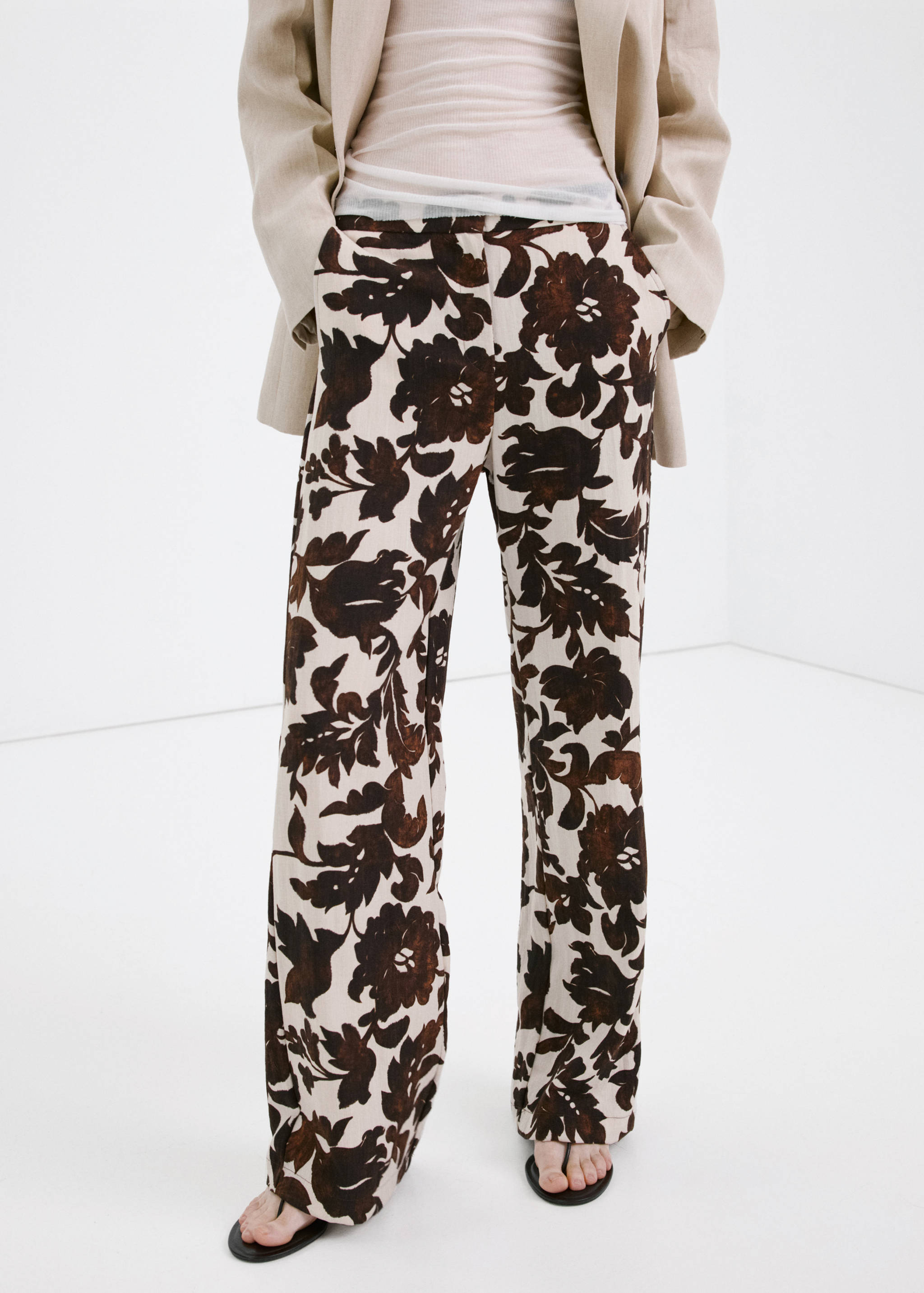 Pantalons estampat floral - Pla mig