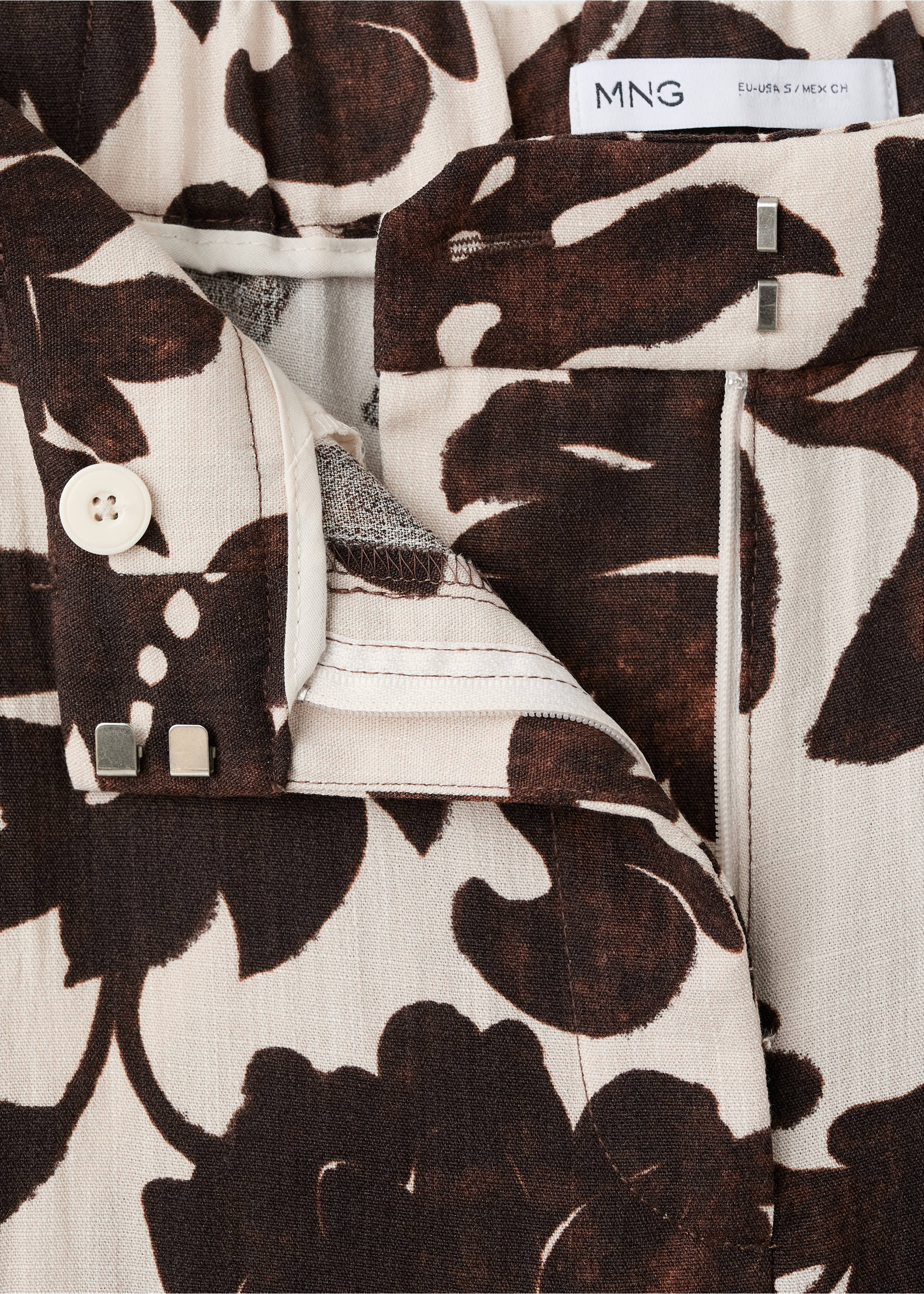 Floral print trousers - Details of the article 8, Brown. Ref: 27067148-00.