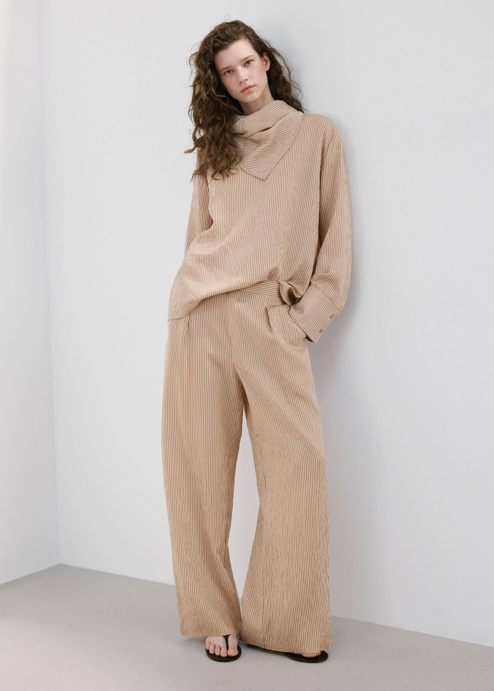 Striped lyocell trousers - General plane