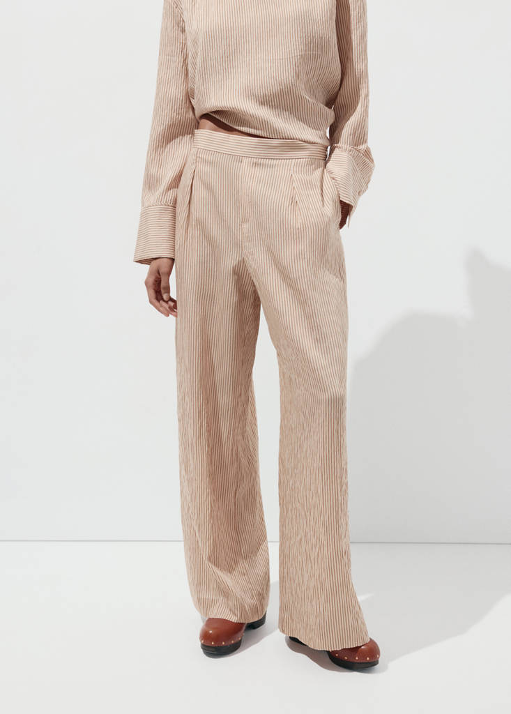Striped lyocell trousers — Brown
