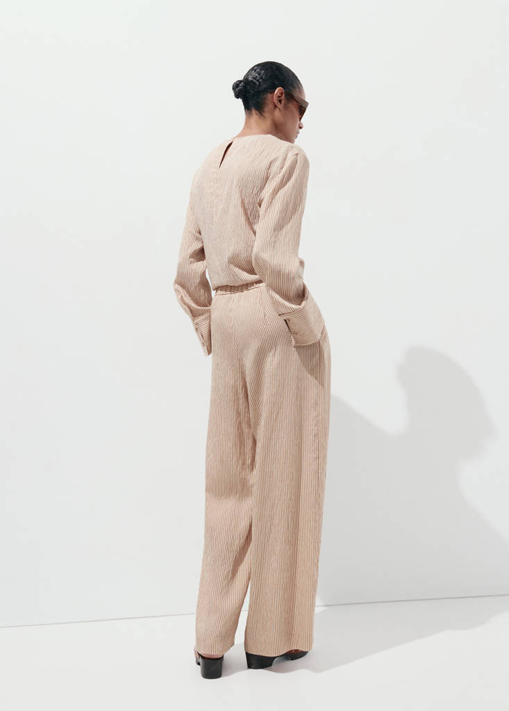 Striped lyocell trousers — Brown