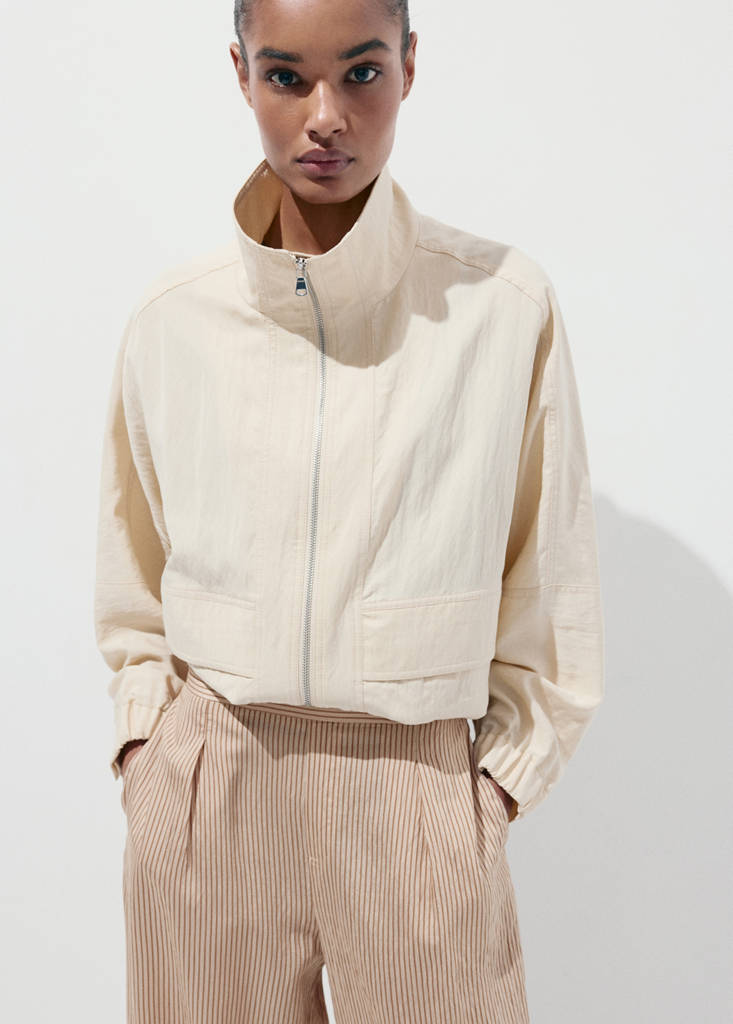 Striped lyocell trousers — Brown