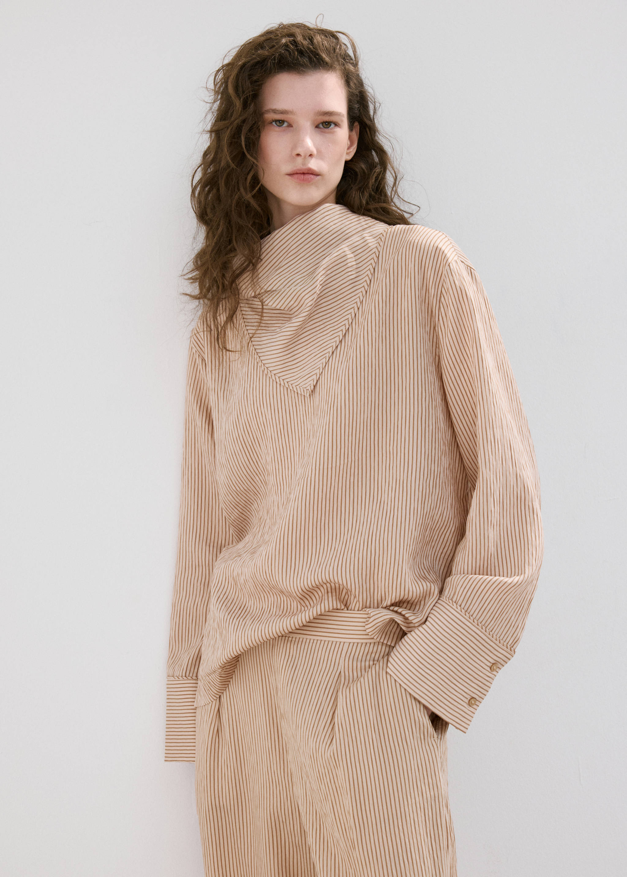 Striped lyocell trousers - Details of the article 1