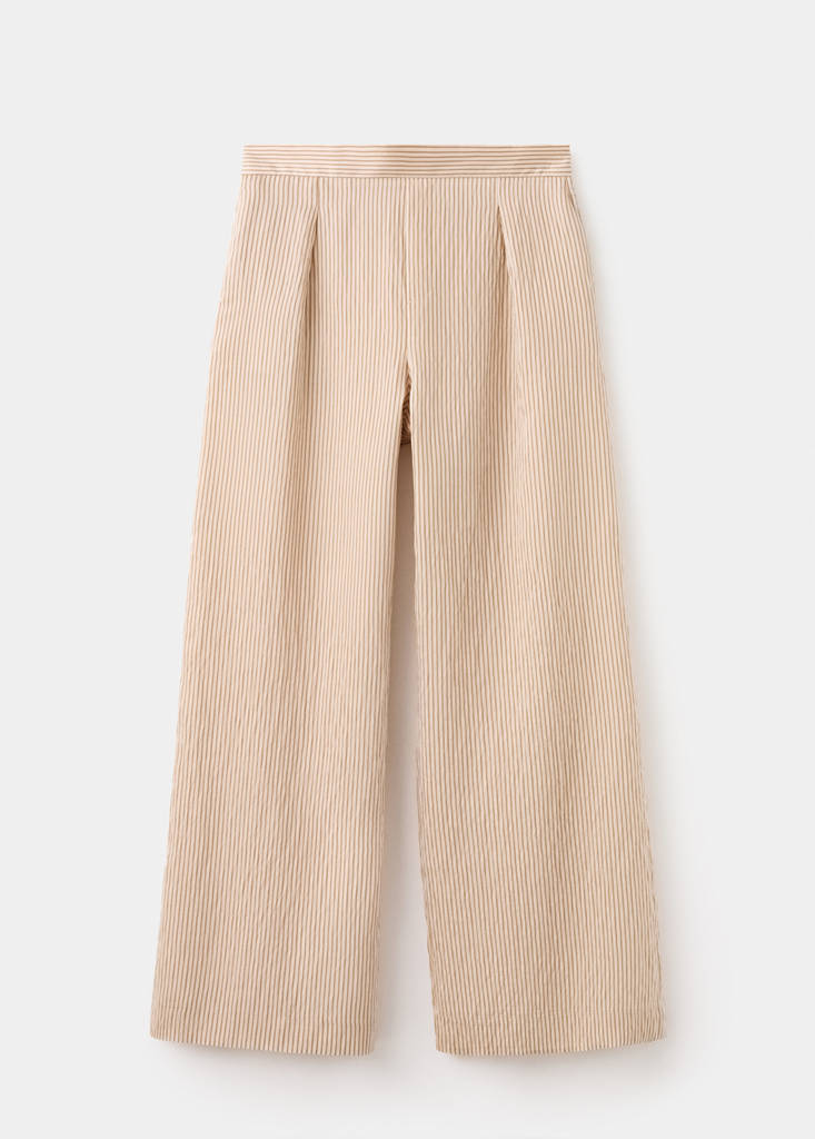 Striped lyocell trousers — Brown
