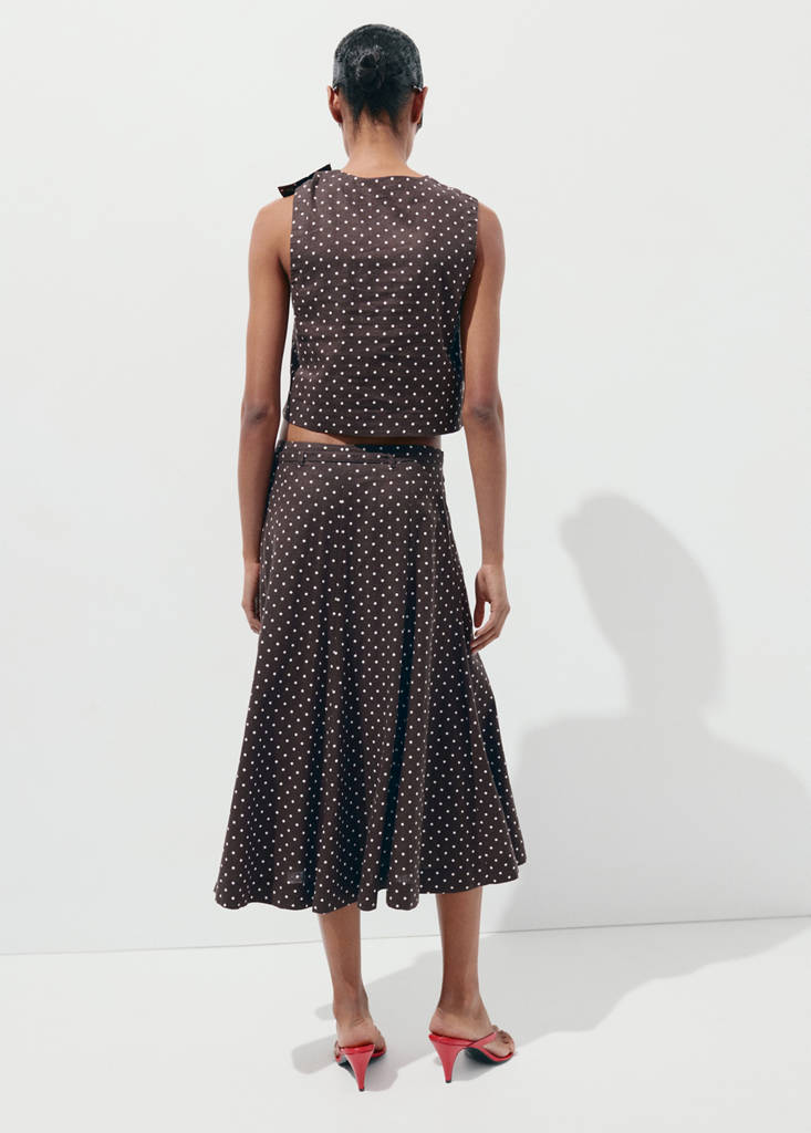 Linen polka dot skirt — Black