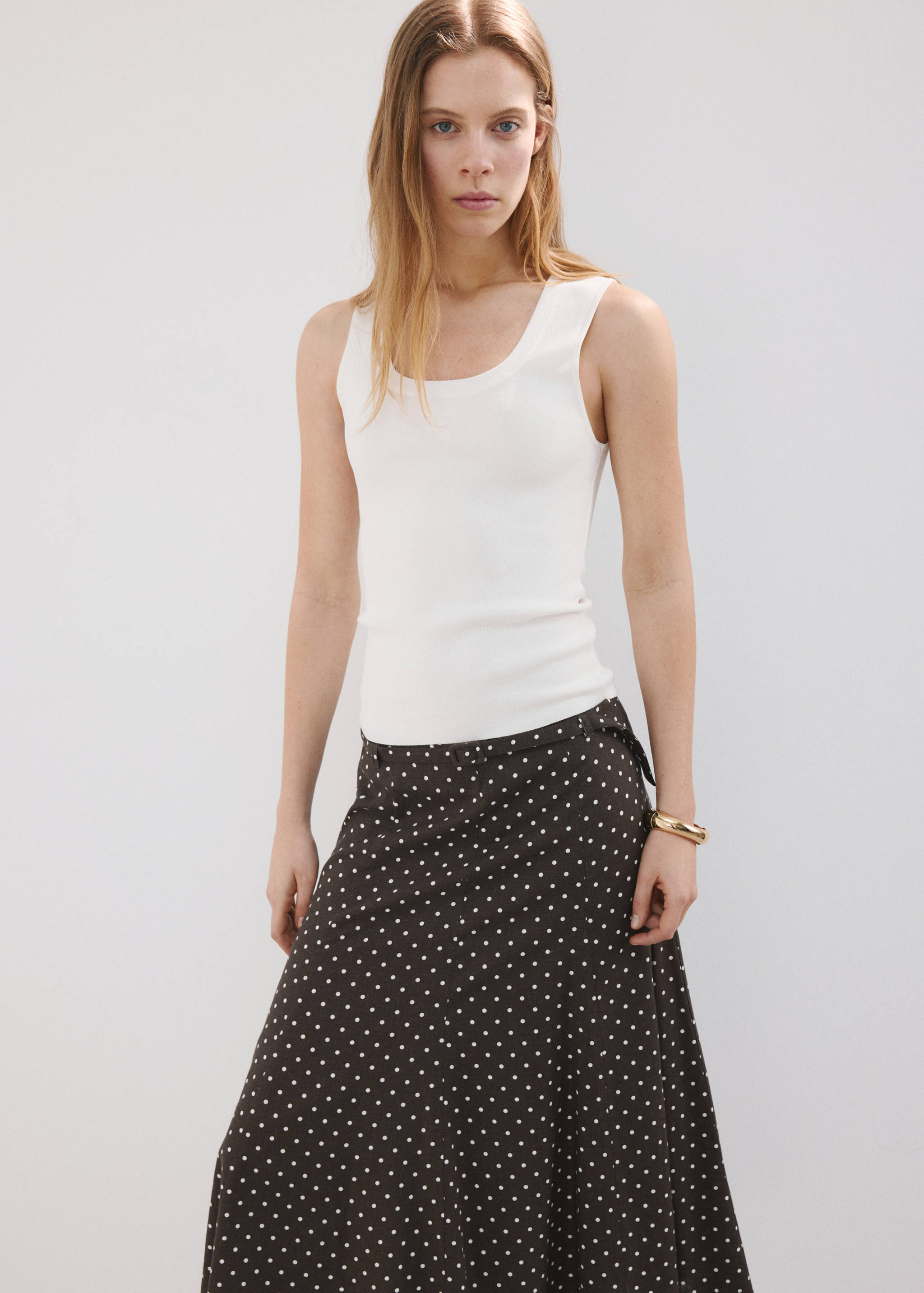 Linen polka dot skirt - Details of the article 1