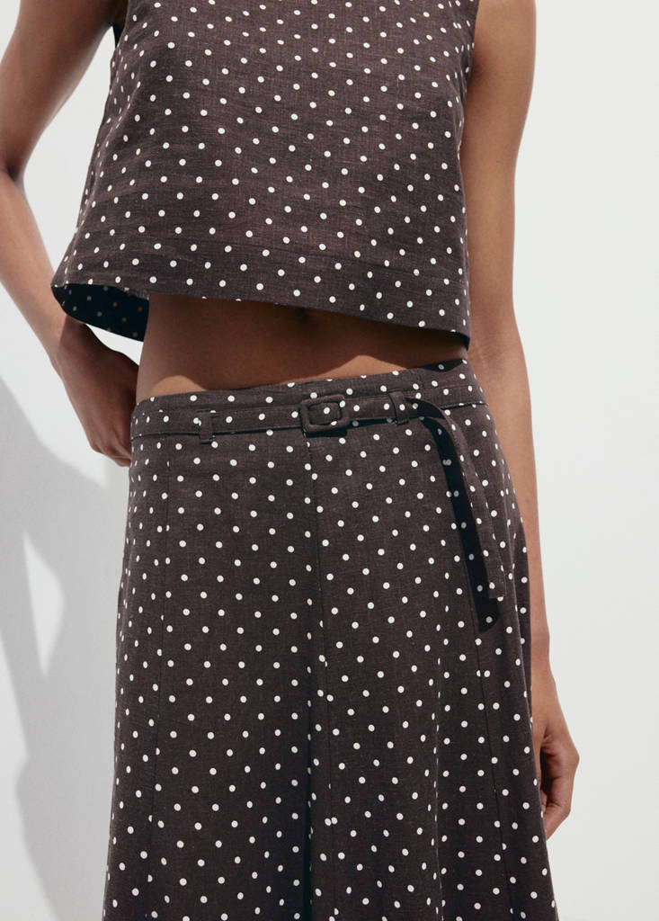 Linen polka dot skirt — Black