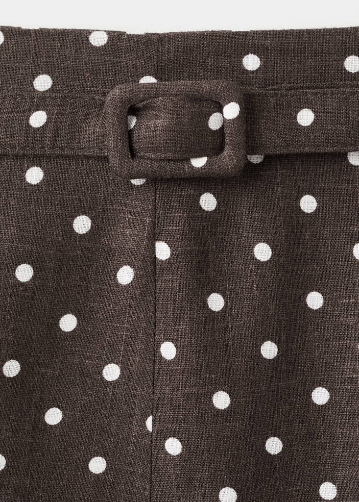 Linen polka dot skirt — Black