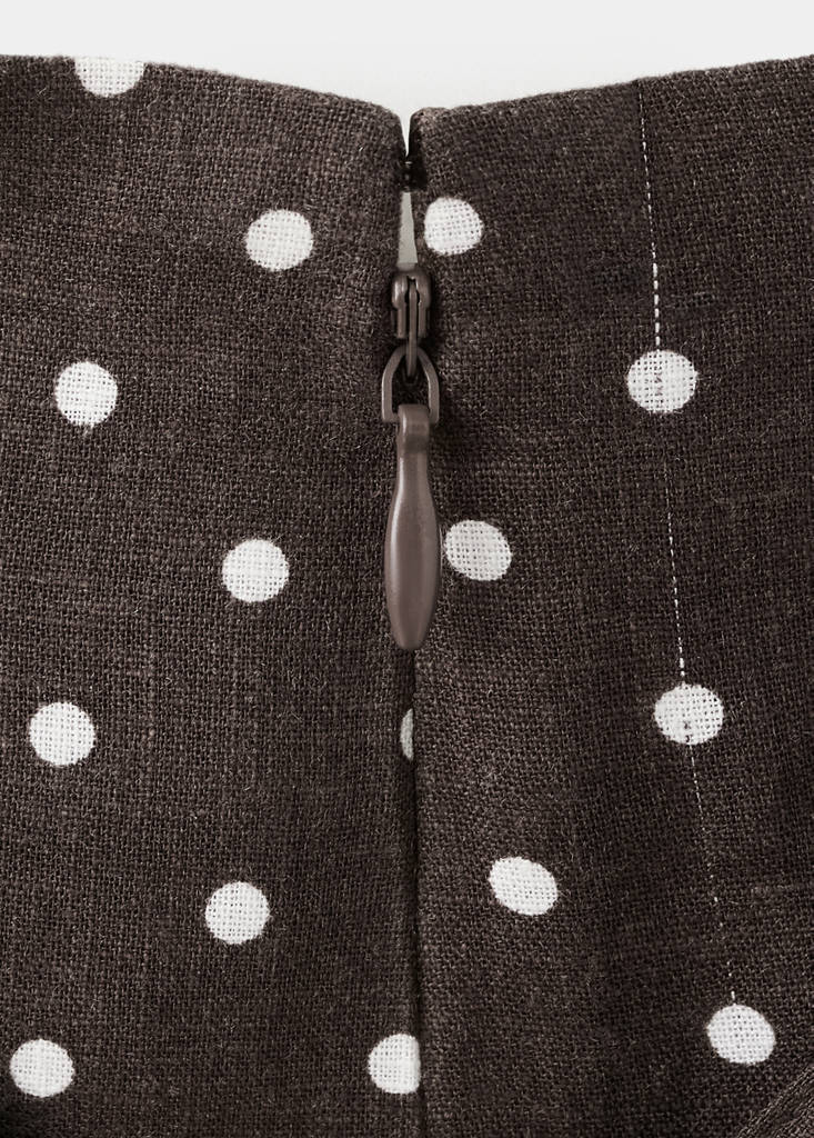 Linen polka dot skirt — Black