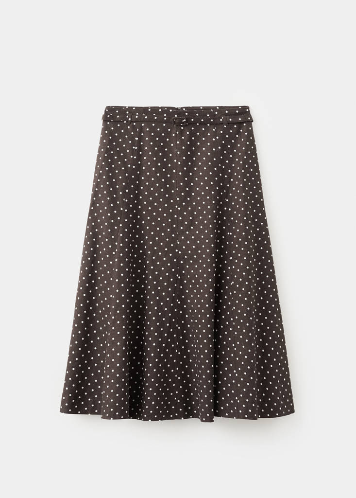 Linen polka dot skirt — Black