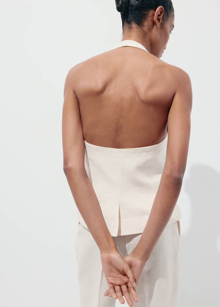 Linen suit waistcoat — Ecru