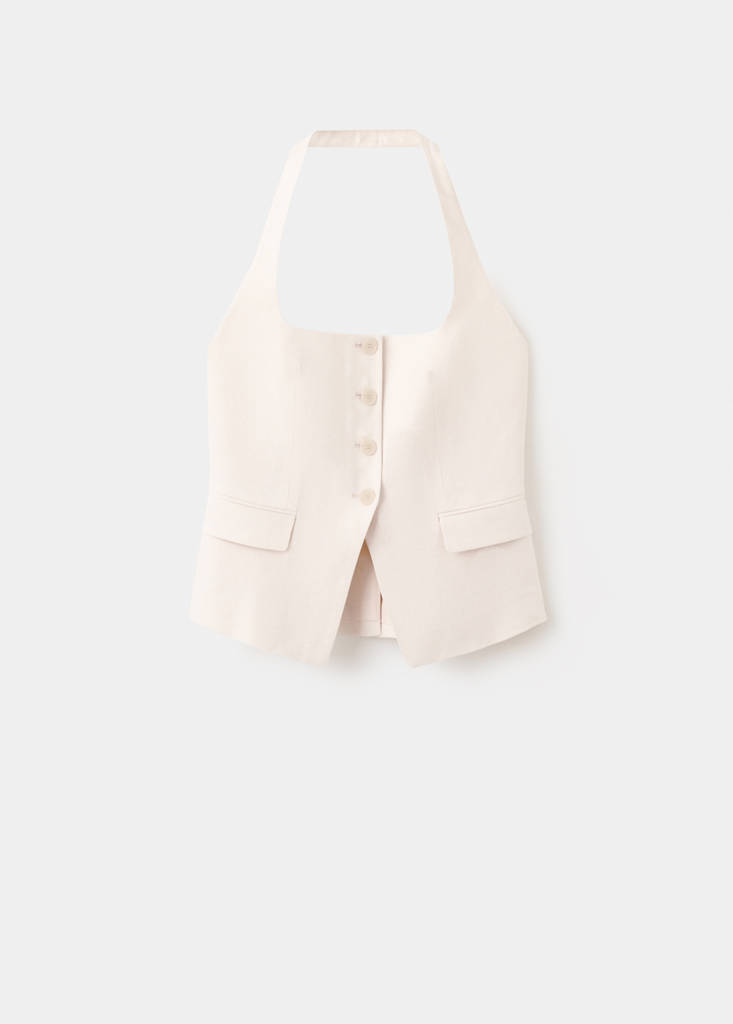 Linen suit waistcoat — Ecru