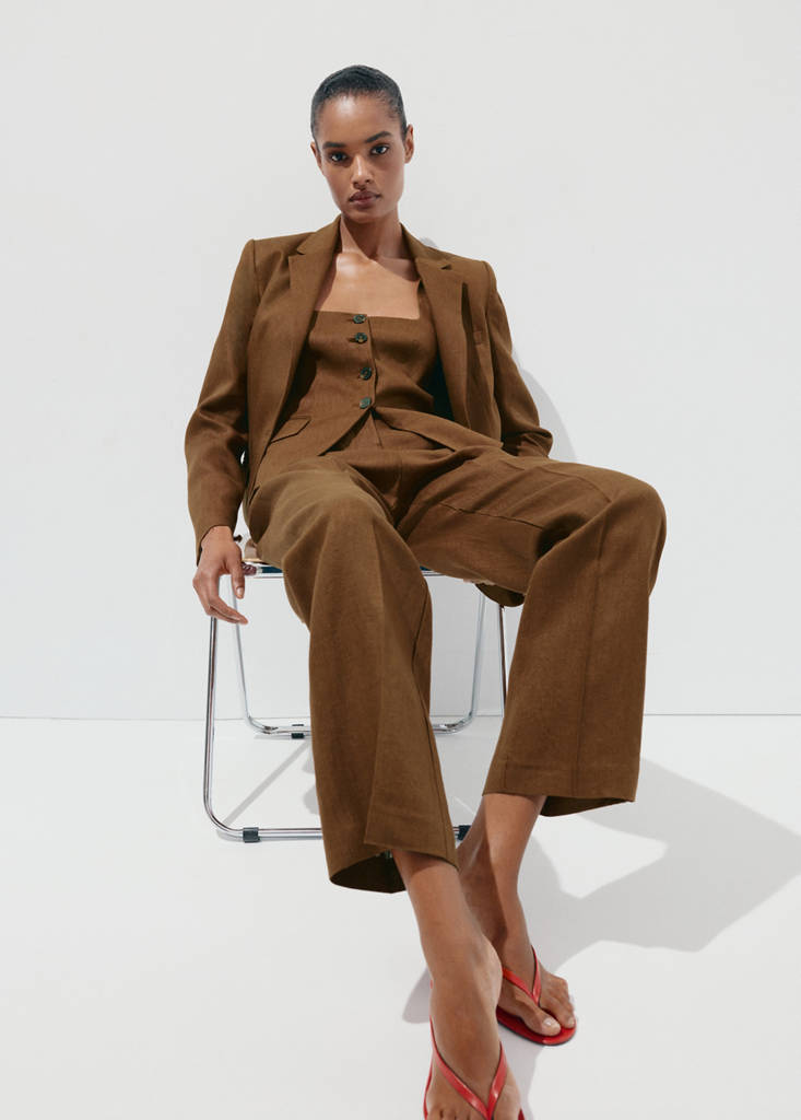 Linen suit waistcoat — Brown