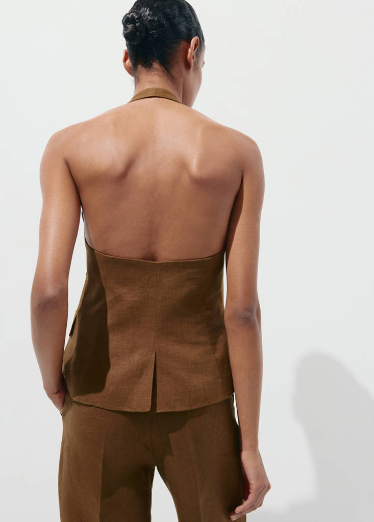 Linen suit waistcoat — Brown