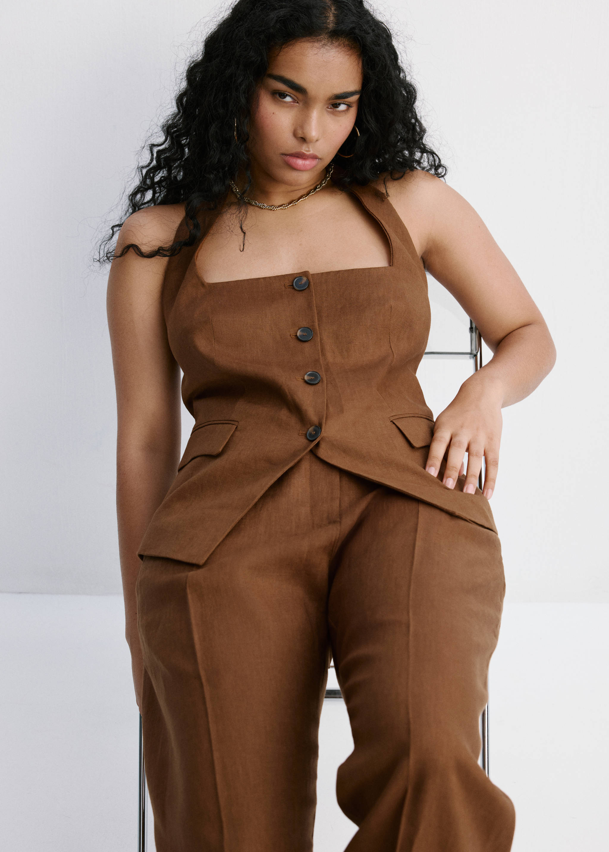 Linen suit waistcoat - Details of the article 5