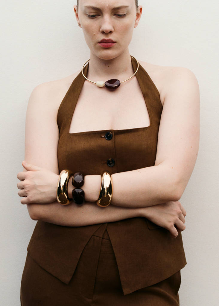 Linen suit waistcoat — Brown