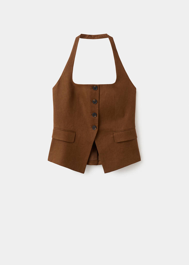 Linen suit waistcoat — Brown
