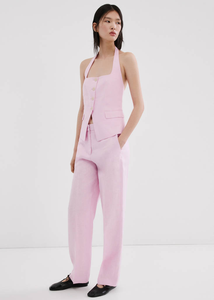 Linen suit waistcoat — Pink