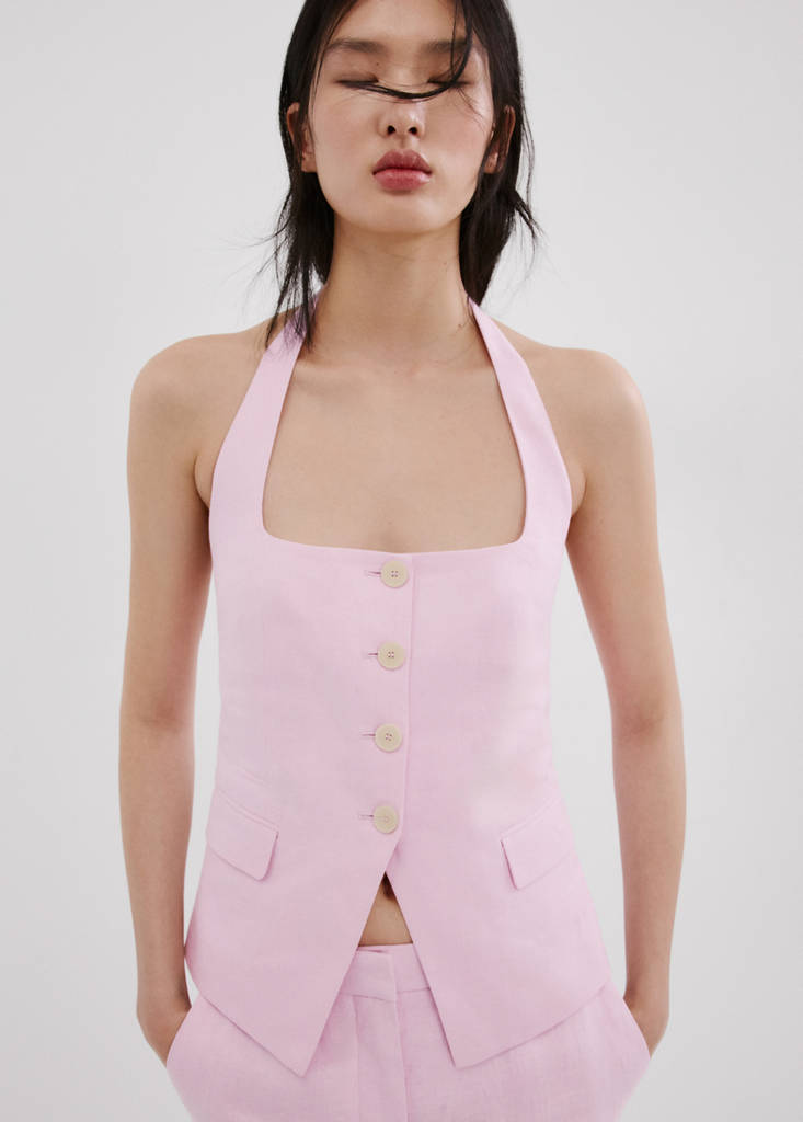 Linen suit waistcoat — Pink