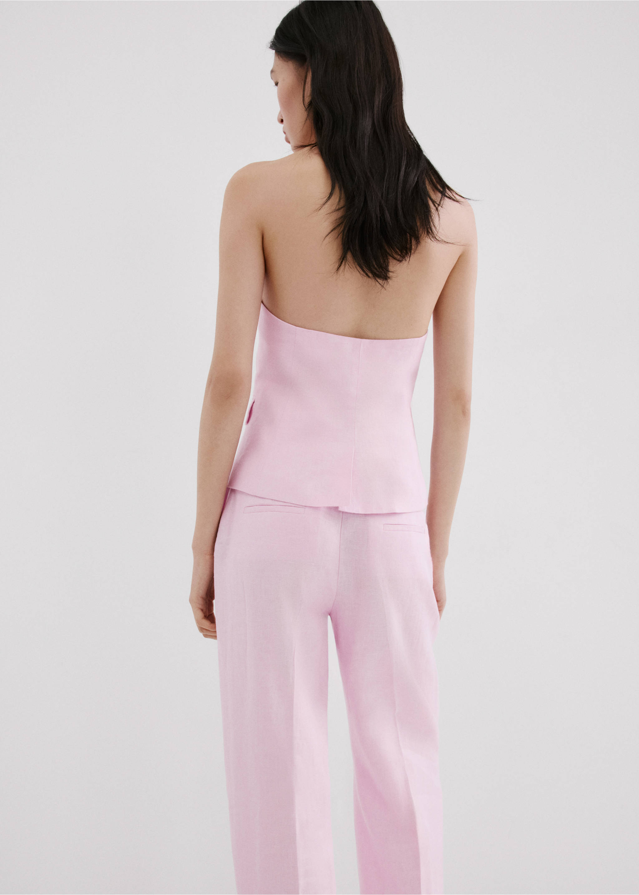 Gilet costume lin - Verso de l’article, Rose. Ref: 27067156-00.