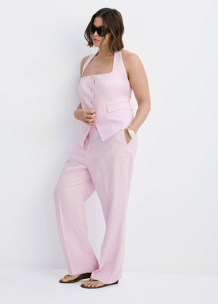 Linen suit waistcoat — Pink