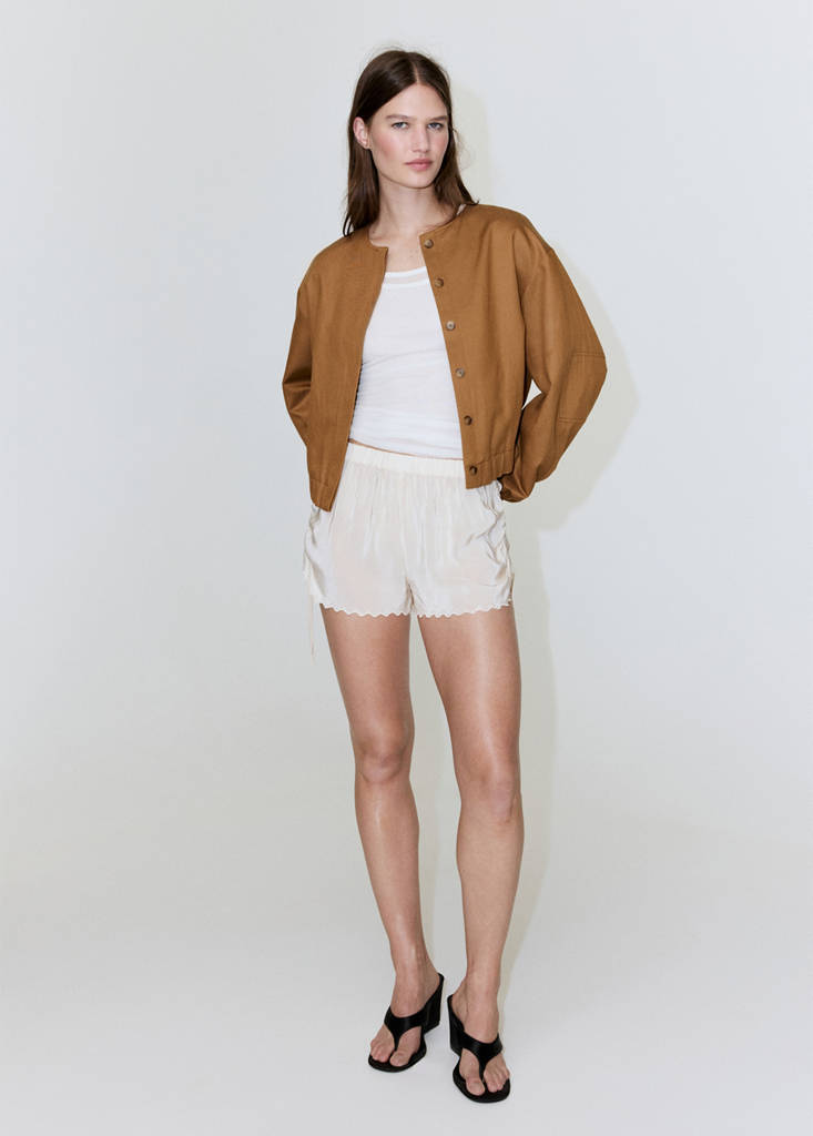 Lyocell jacket with elastics — Brown