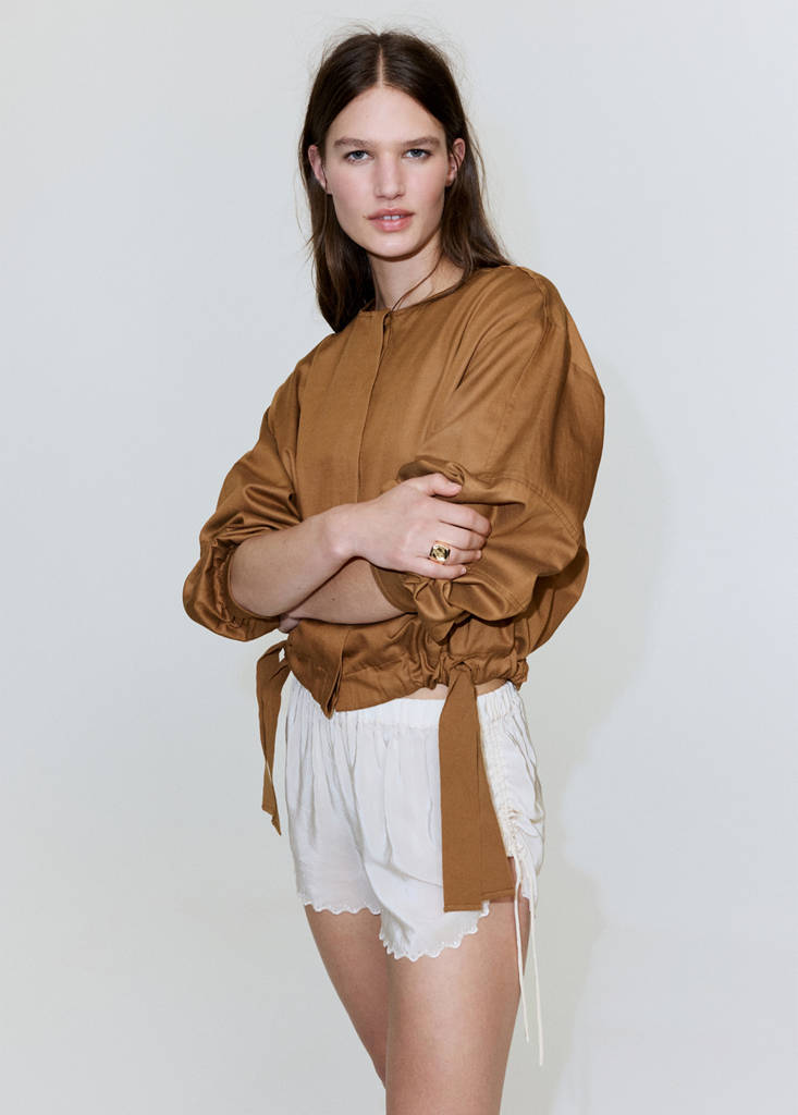Lyocell jacket with elastics — Brown