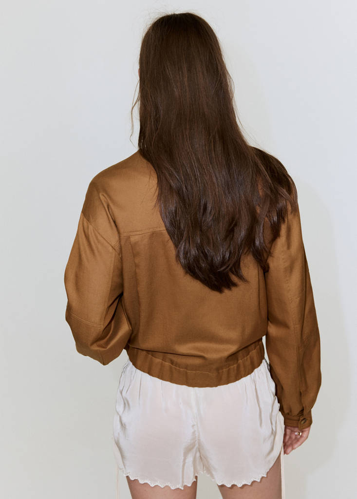 Lyocell jacket with elastics — Brown