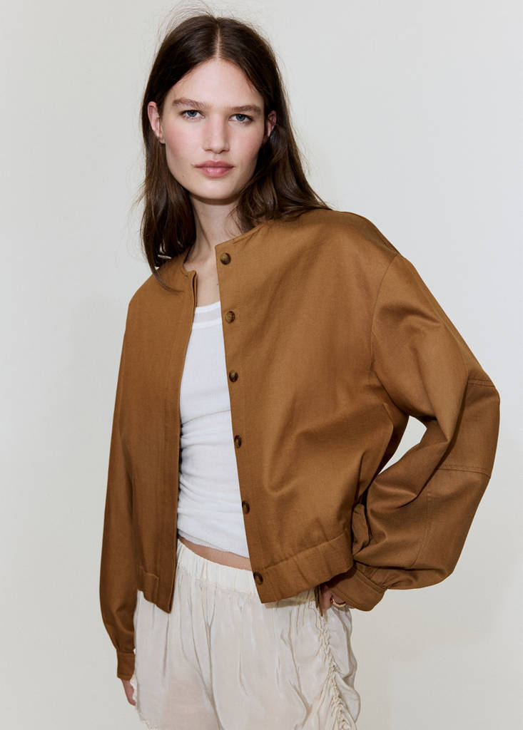 Lyocell jacket with elastics — Brown