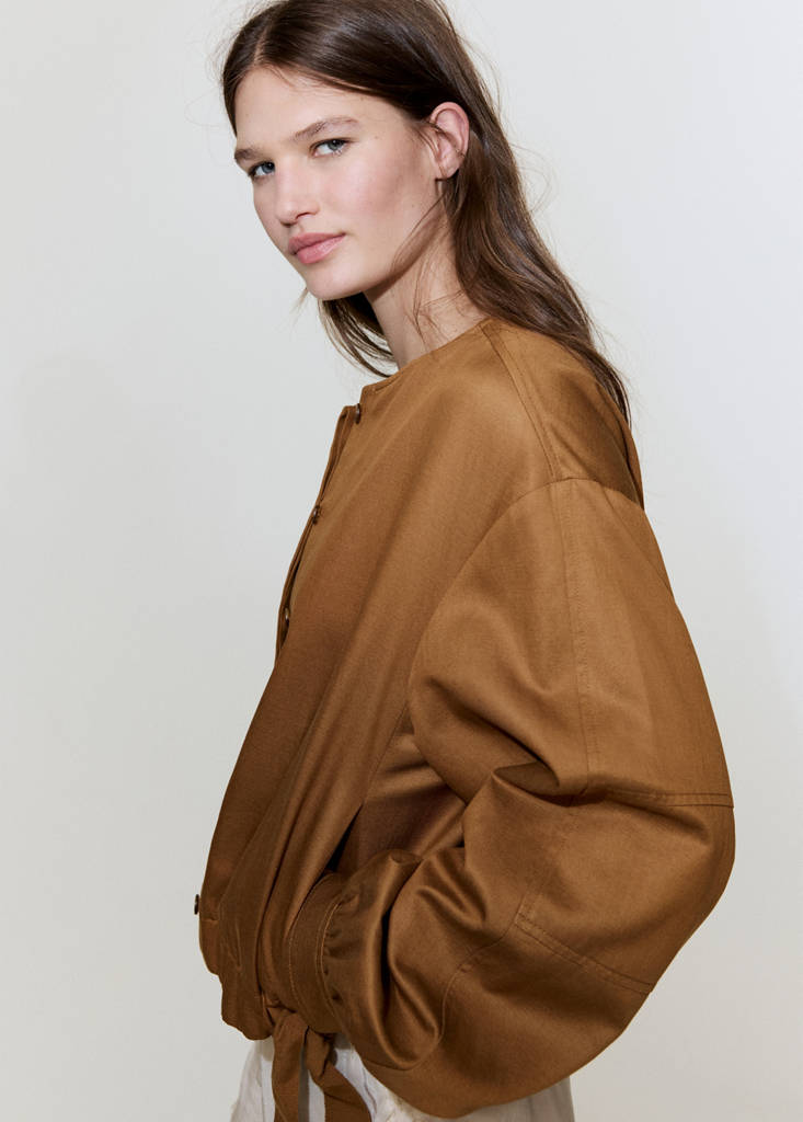 Lyocell jacket with elastics — Brown
