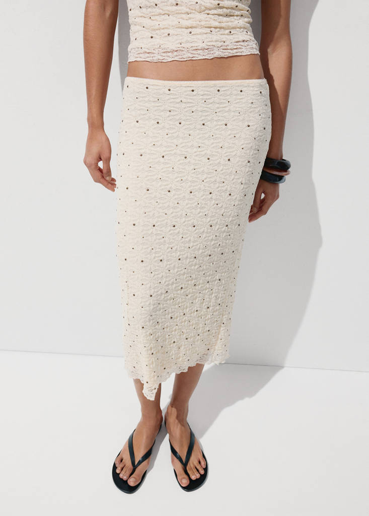Midi skirt with studs — Ecru