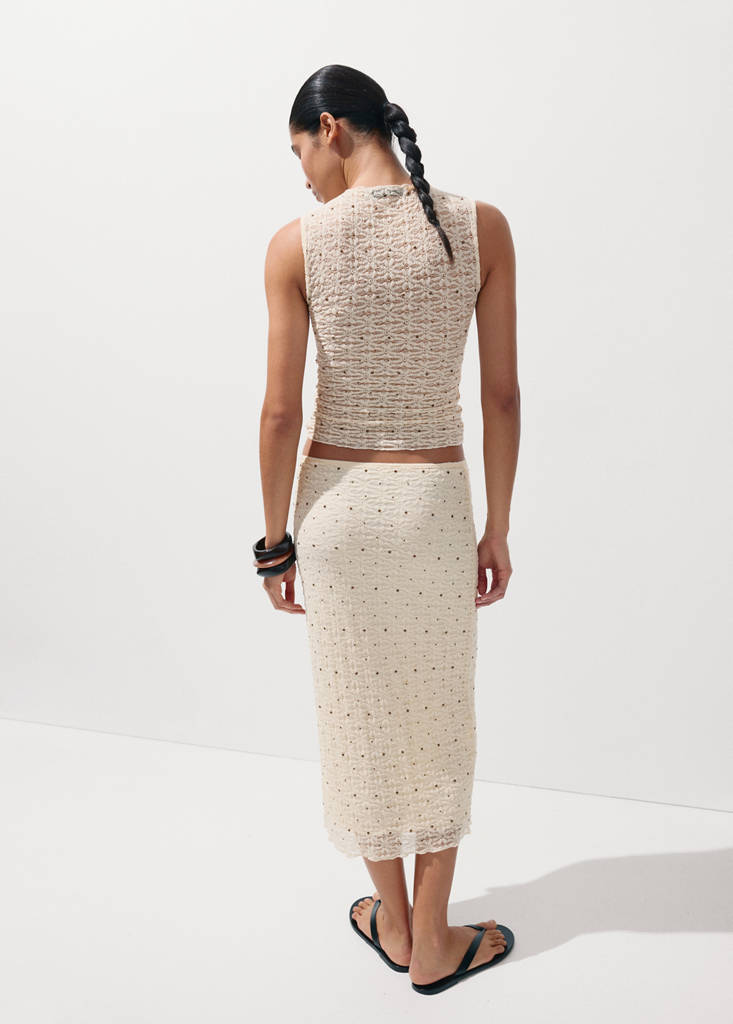 Midi skirt with studs — Ecru