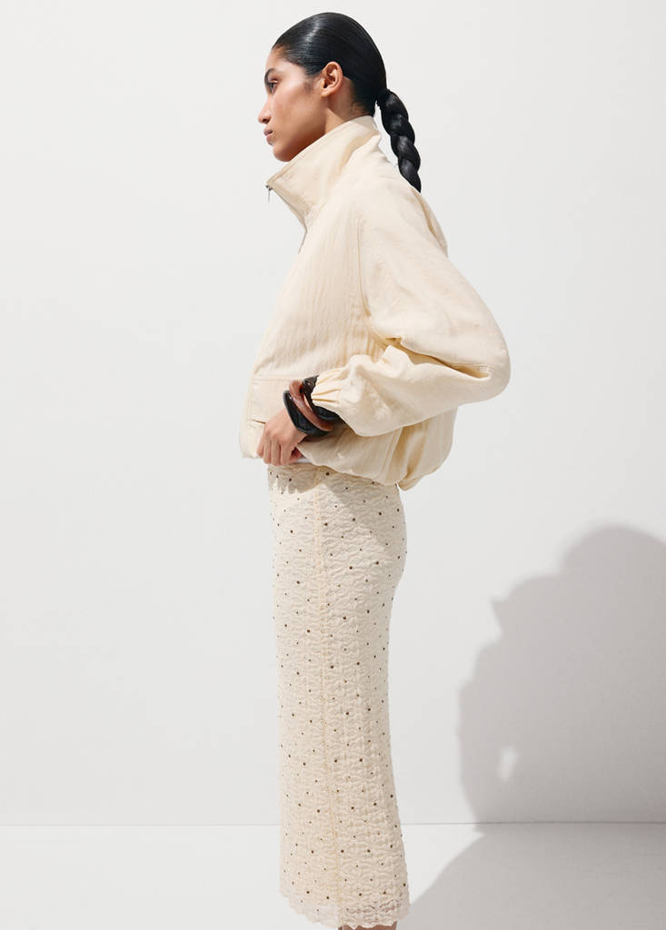 Midi skirt with studs — Ecru