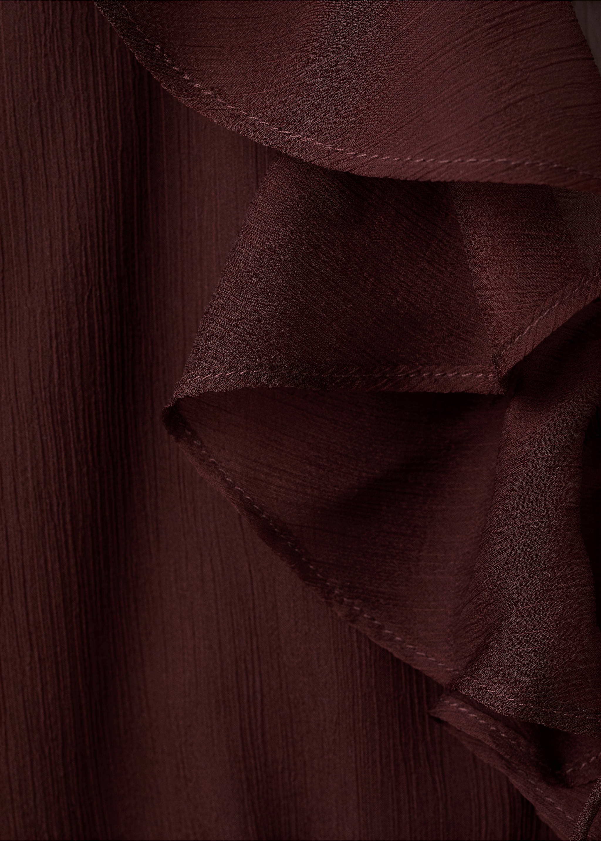 Fluid ruffled blouse - Details of the article 8, Chocolate. Ref: 27067160-00.