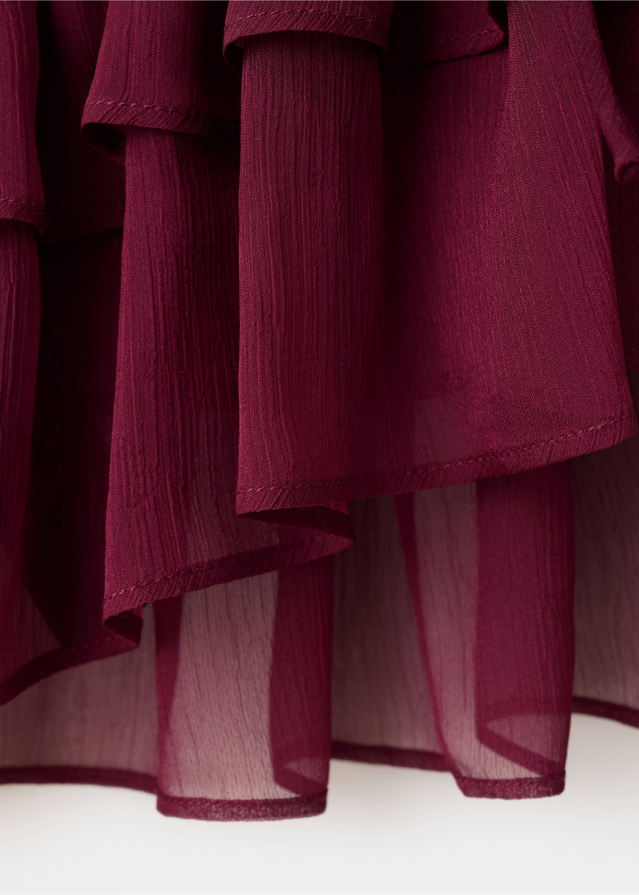 Fluid ruffled blouse - Details of the article 8, Maroon. Ref: 27067160-00.