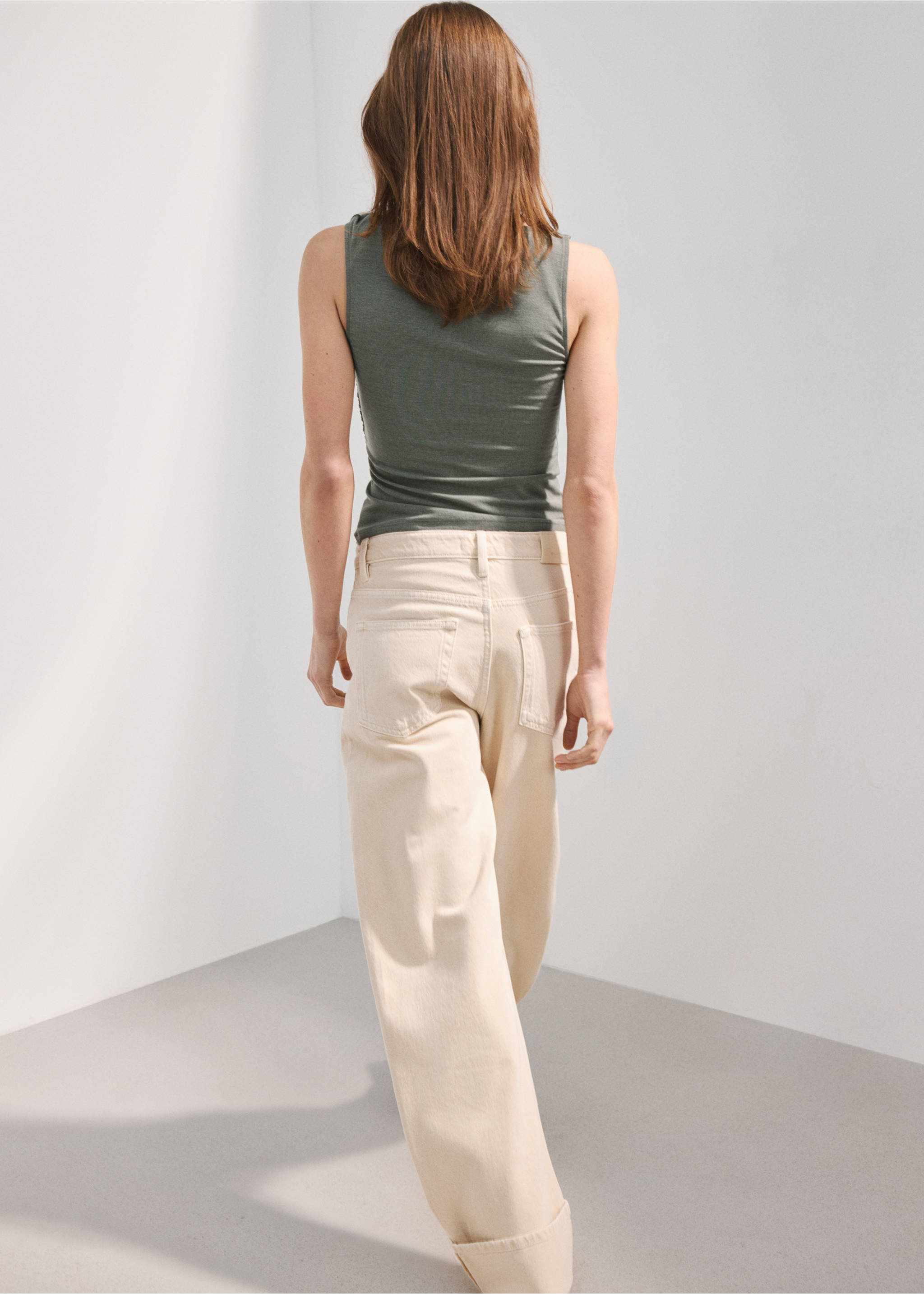 Top asimétrico fruncido - Reverso del artículo, Verde. Ref: 27067166-00.