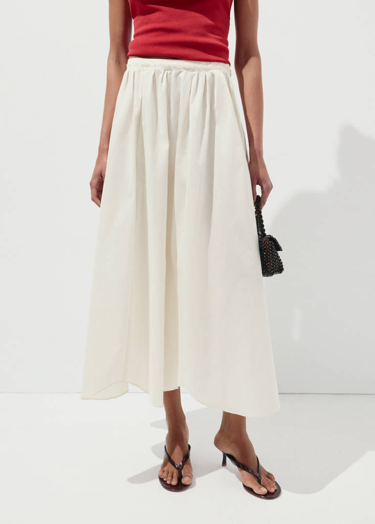 Striped cotton A-line skirt