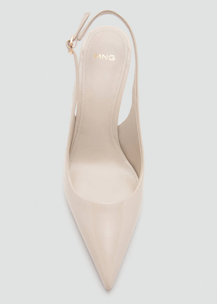 Patent leather heel shoes — Ecru