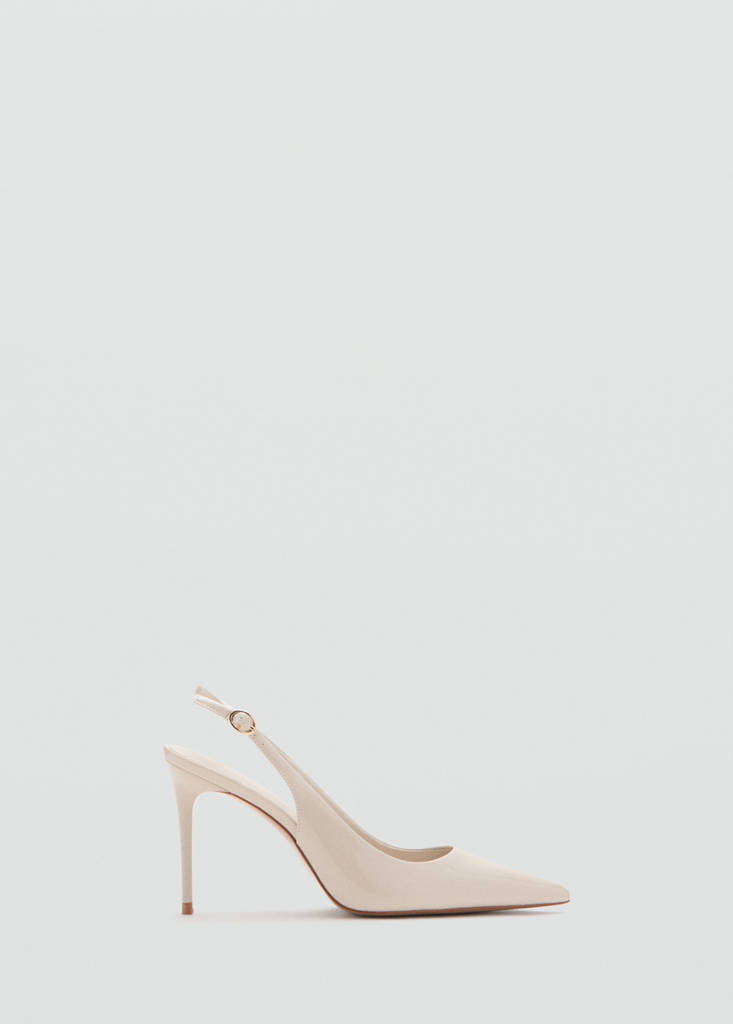 Patent leather heel shoes — Ecru
