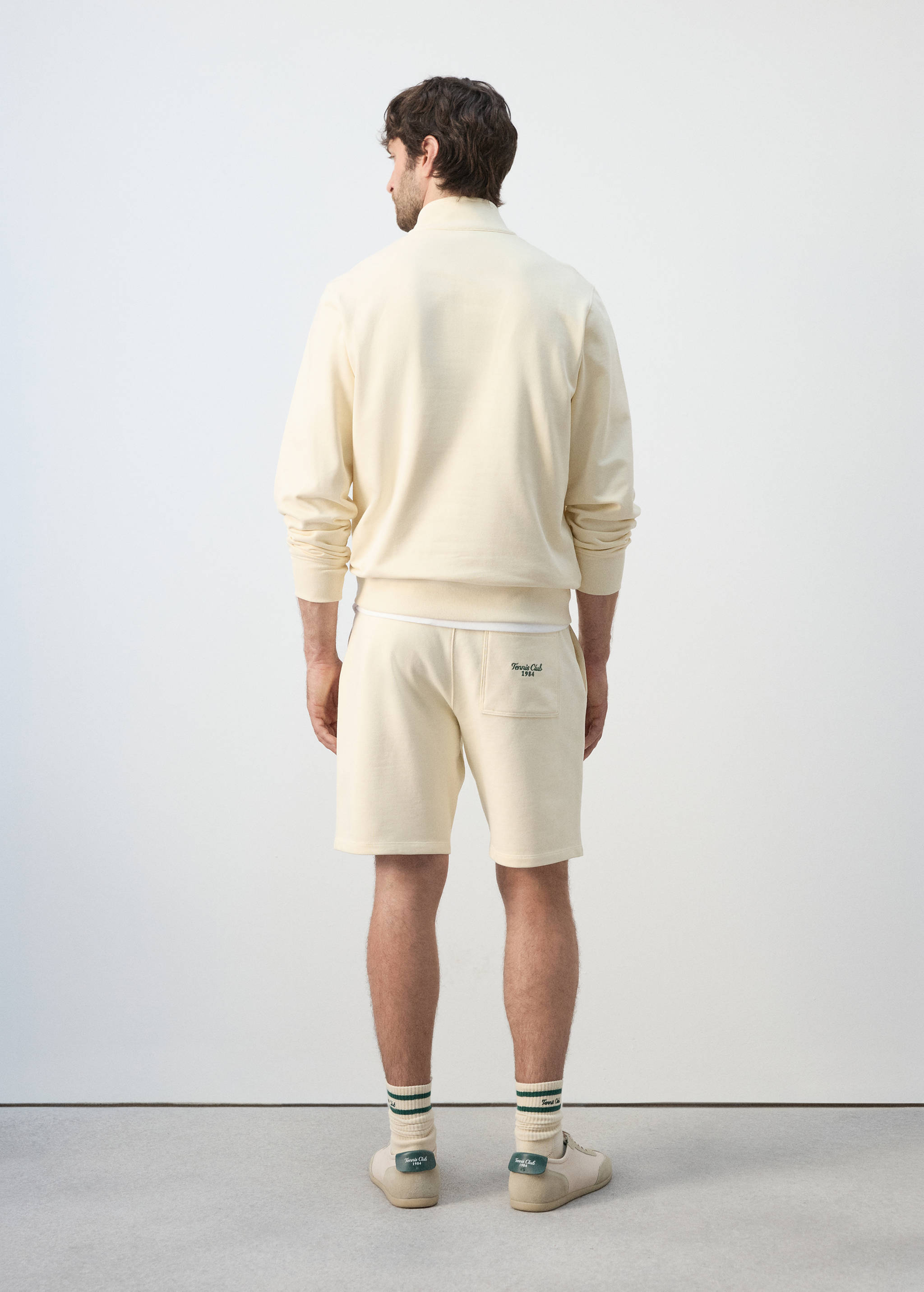 Cotton sweatshirt with zip neck and embroidered detailing - Reverse of the article