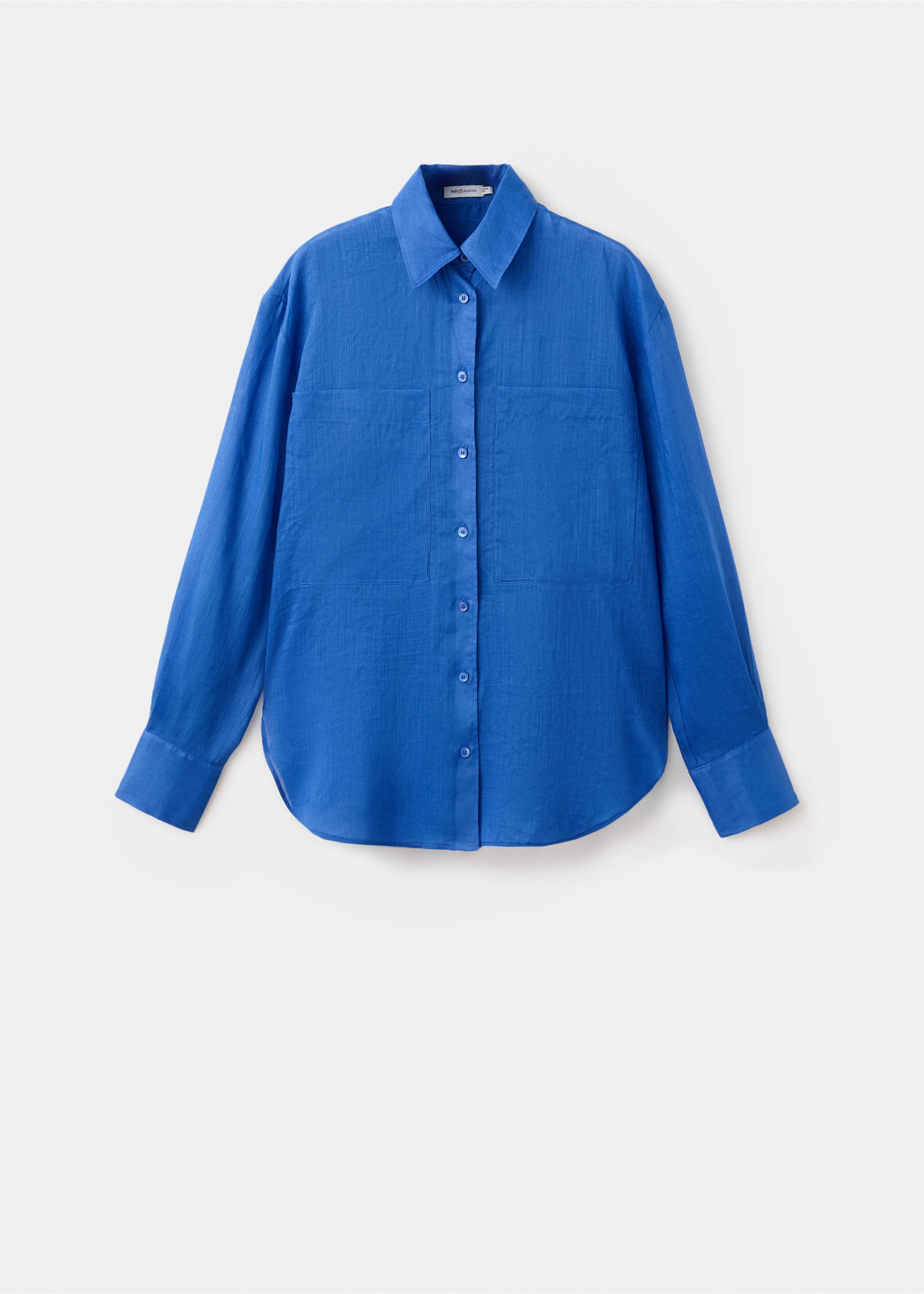100% ramie shirt with pockets - Article without model, Blue. Ref: 27067794-00.