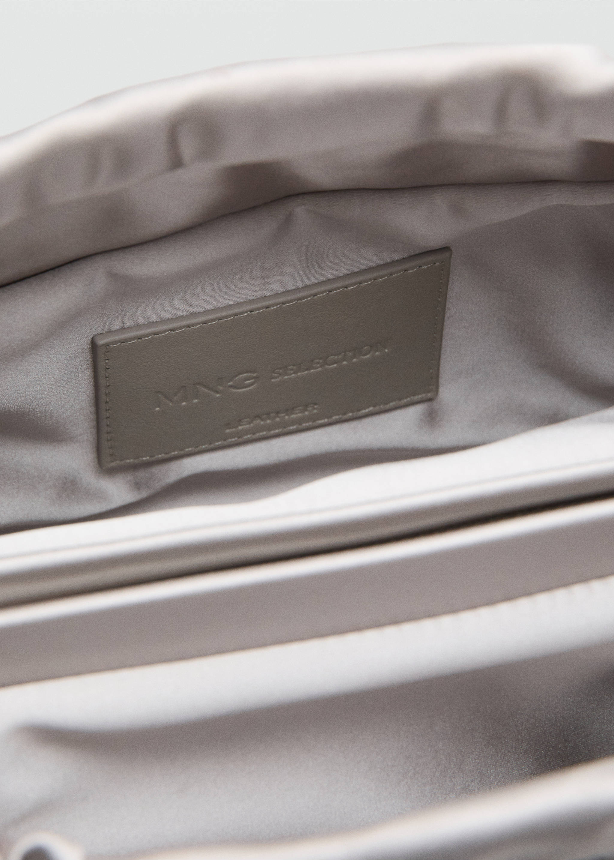 Satin handbag - Details of the article 1, Light/Pastel Grey. Ref: 27067795-00.