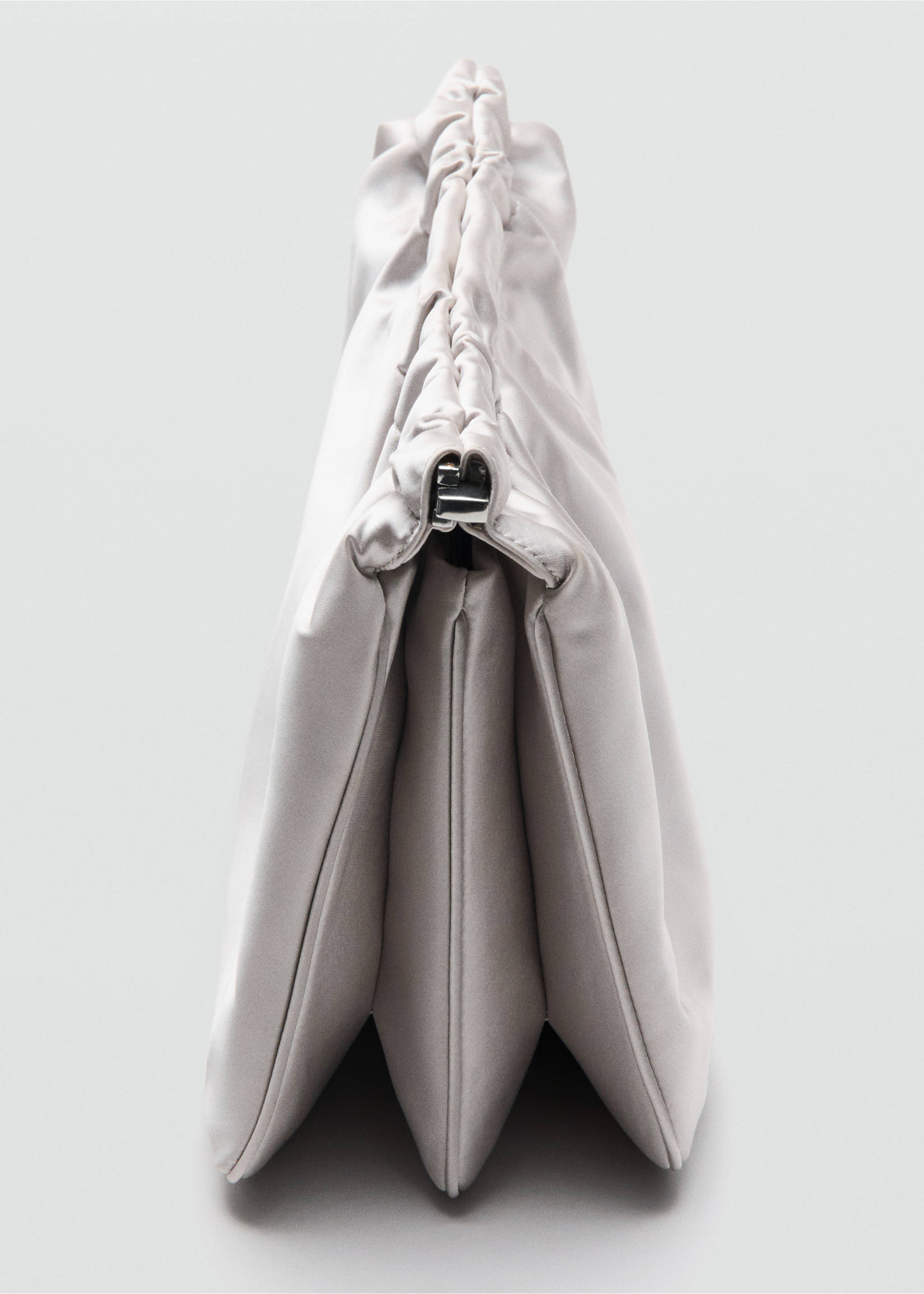 Satin handbag - Details of the article 2, Light/Pastel Grey. Ref: 27067795-00.