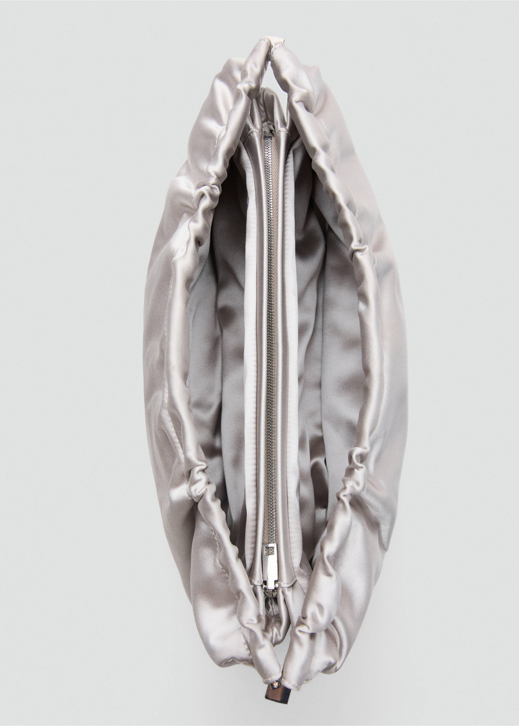 Satin handbag - Details of the article 3, Light/Pastel Grey. Ref: 27067795-00.