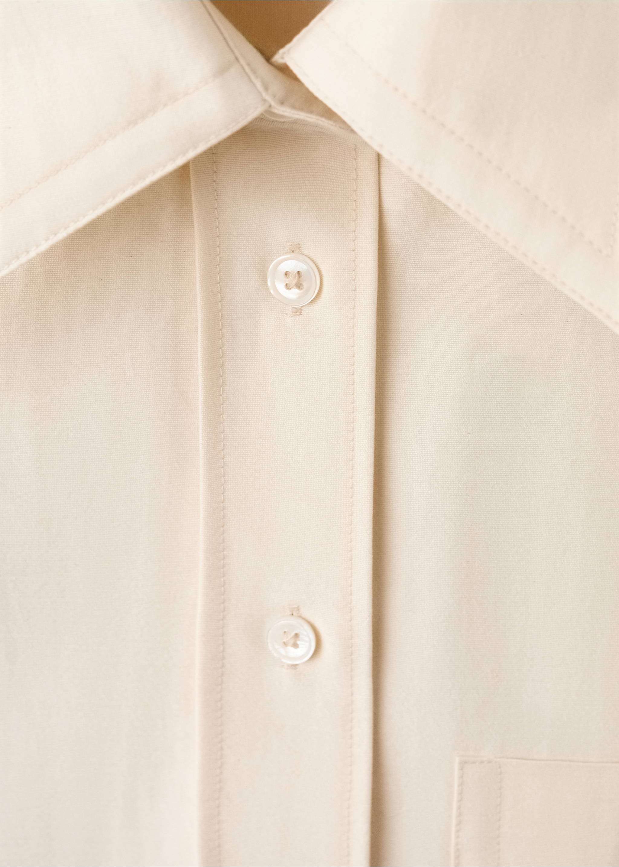 Short-sleeve tie-front blouse - Details of the article 8, Beige. Ref: 27067798-00.