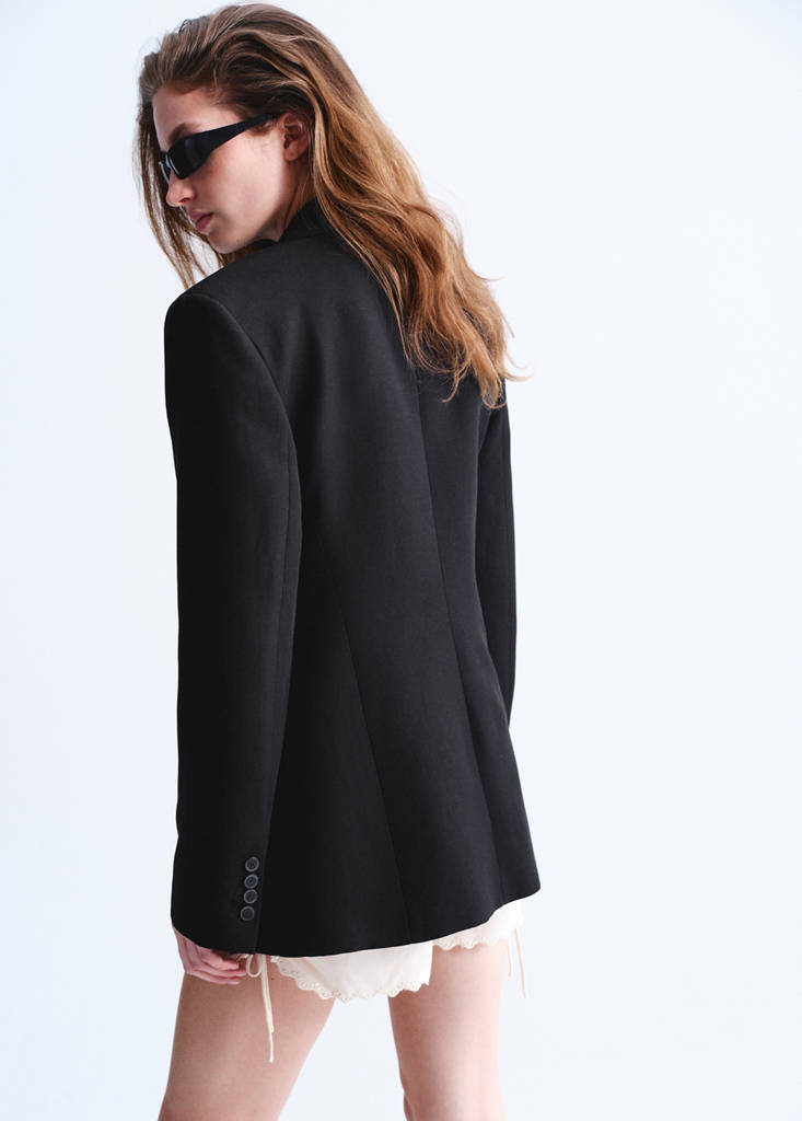 Fitted suit blazer — Black