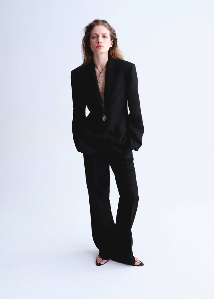 Fitted suit blazer — Black