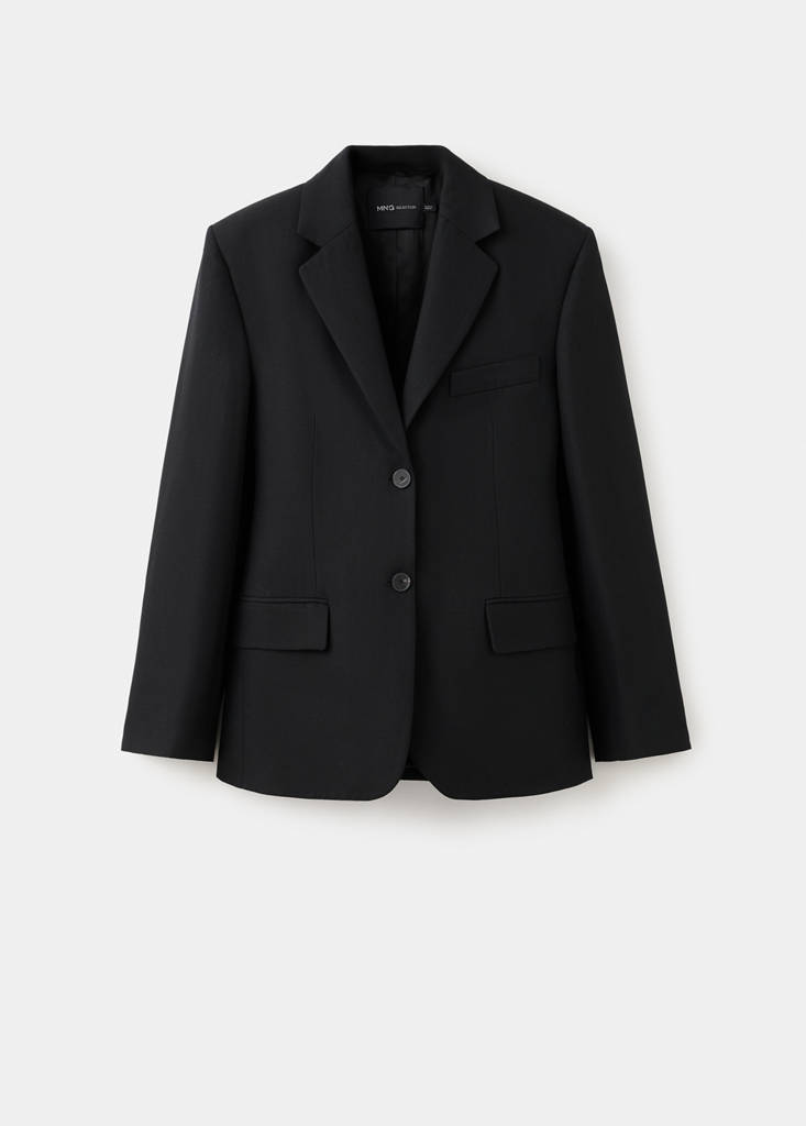 Fitted suit blazer — Black