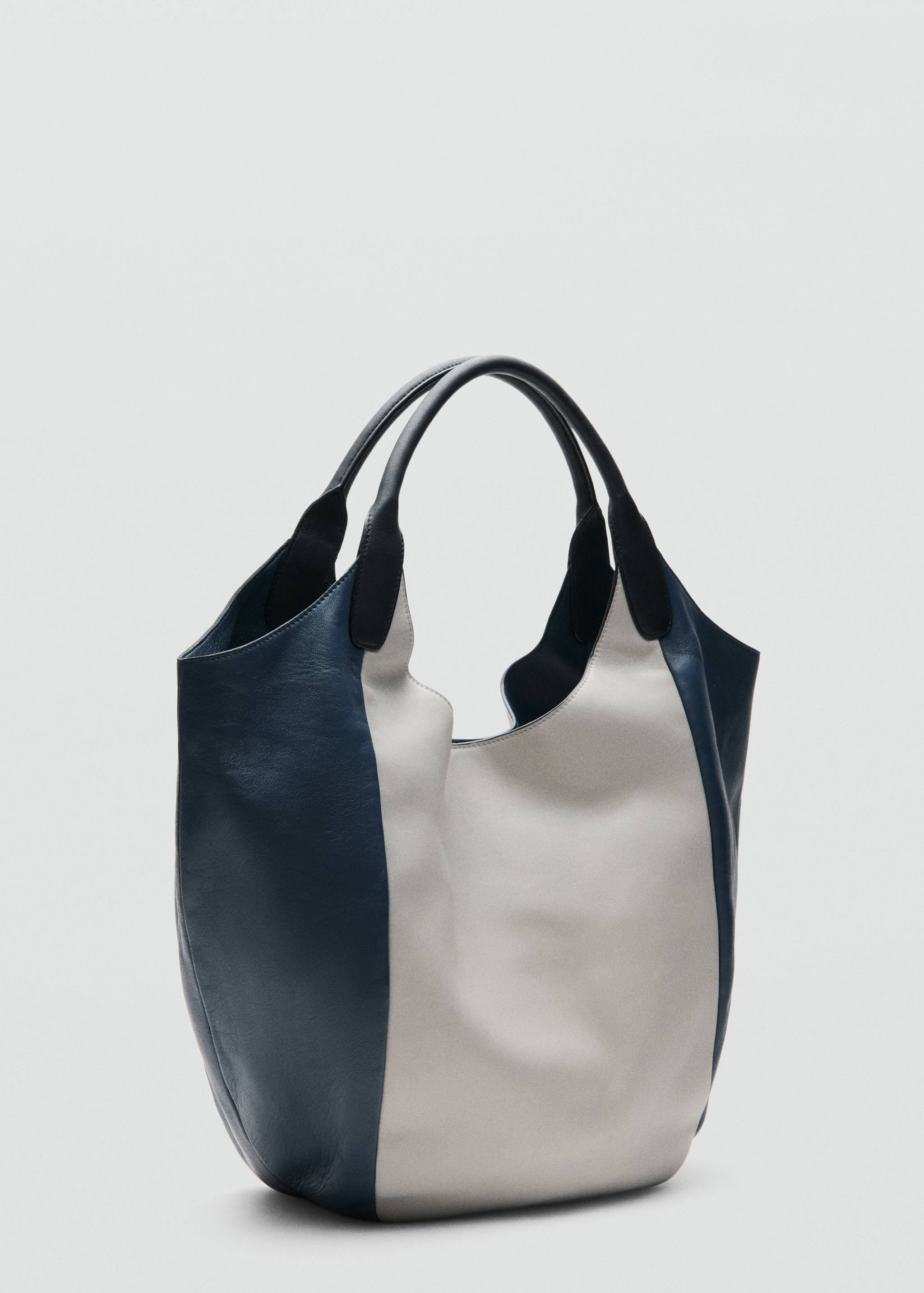 Two-tone leather shoulder bag - Medium plane