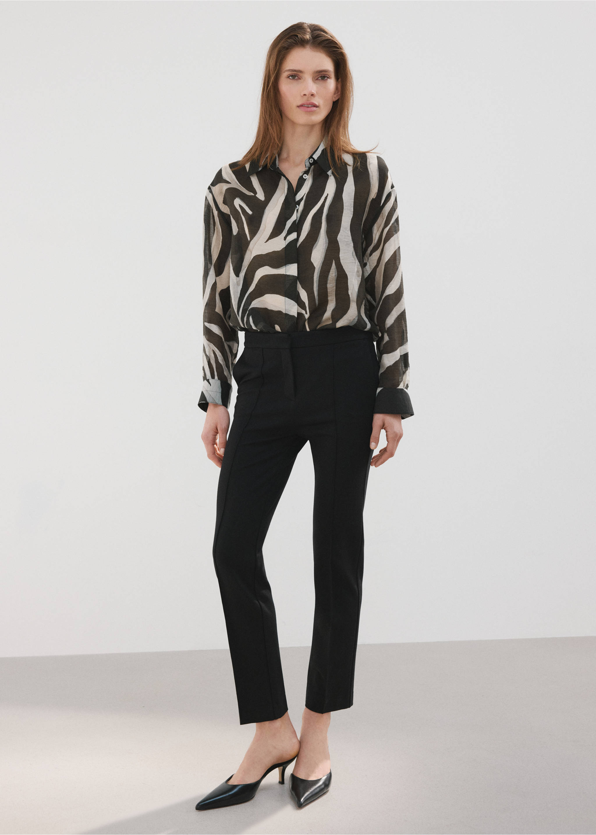 Lyocell printed shirt - General plane, Black. Ref: 27067801-00.